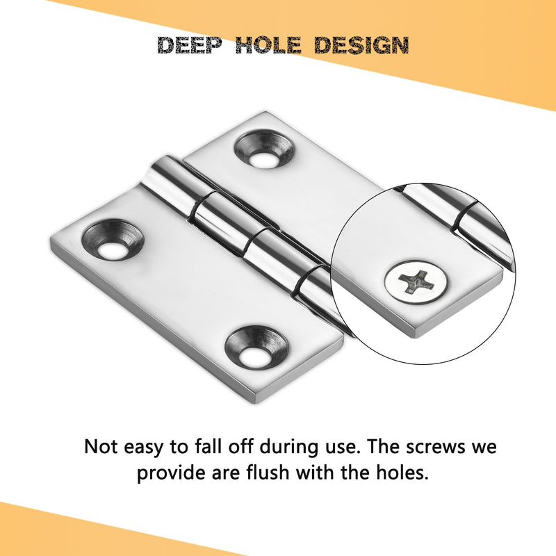 Heavy Duty Marine Boat Hatch Hinges 316 Stainless Steel, 2 x 2 Inch, Sturdy Deck Cabinet Door Hinges with Screws (Pack of 4)