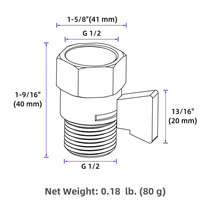 Aomasi Shower Flow Control Valve, Brass Water Restrictor for Shower Head, Titanium Gold