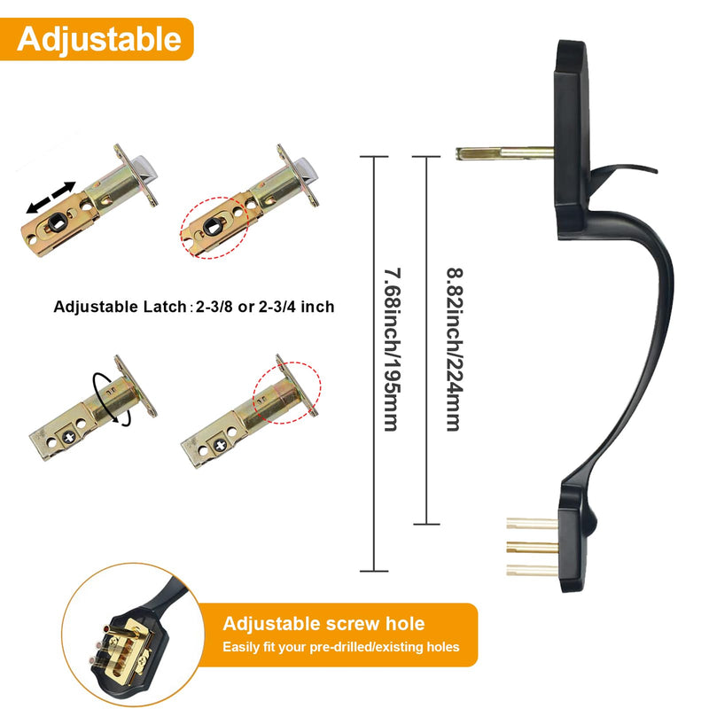 Black Front Door Lock Set with Single Cylinder Deadbolt and Crystal Glass Knob, Entry Front Door Handle Reversible for Left & Right Handed Door, Matte Black Finish 1