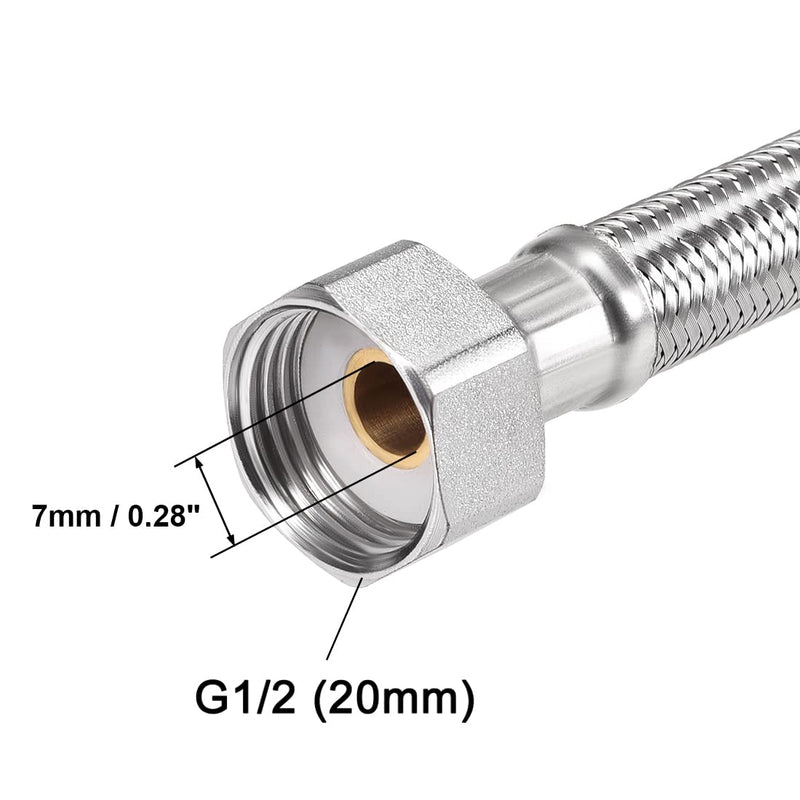 uxcell Faucet Supply Line Connector 1/2 BSP Female x 1/2 BSP Male 8 Inch Length 304 Stainless Steel Hose
