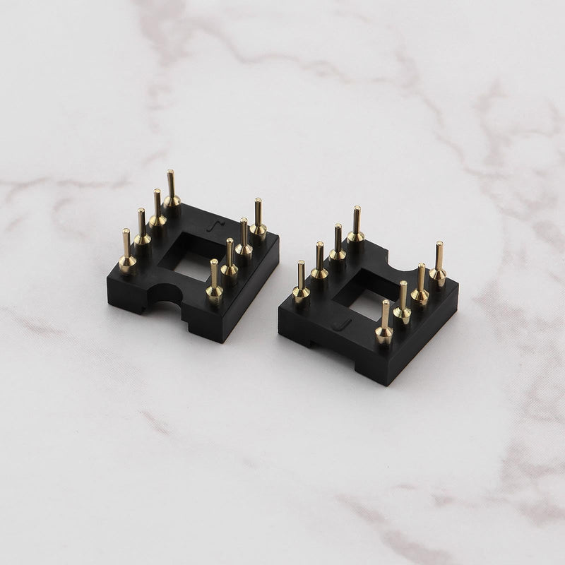 20Pcs Gold Plated 8-Pin DIP Round IC Chip Socket Adaptor 2.54mm Pitch Straight IC Socket for 8 DIP OP-AMP IC Sockets for NE5532 Burr Brown LM Audio Grade