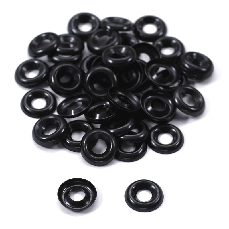 HolsterSmith Finishing Washers - #8 - (0.530 Dia.) - Metal - Countersunk - Round Top - for Holster Making, Home Improvement, Hobby - USA Design - (Black) - (50 Pack) #8 (0.530 in.) Black