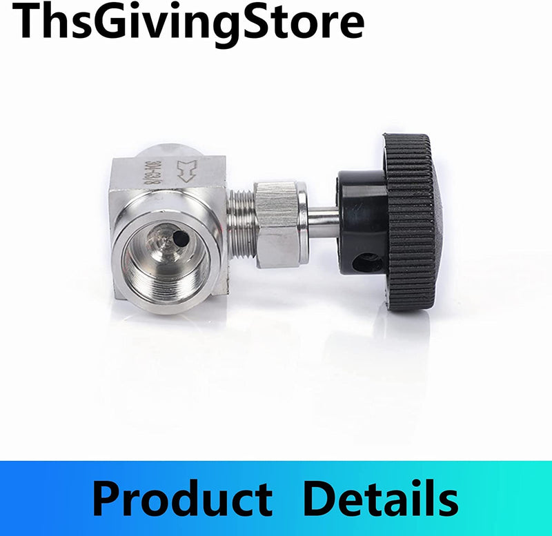 1/8 1/4 3/8 1/2 Inch NPT Valves 304 Stainless Steel NPT Female Needle for Valve Flow Control Water Gas Oil (NPT 3/8) NPT 3/8