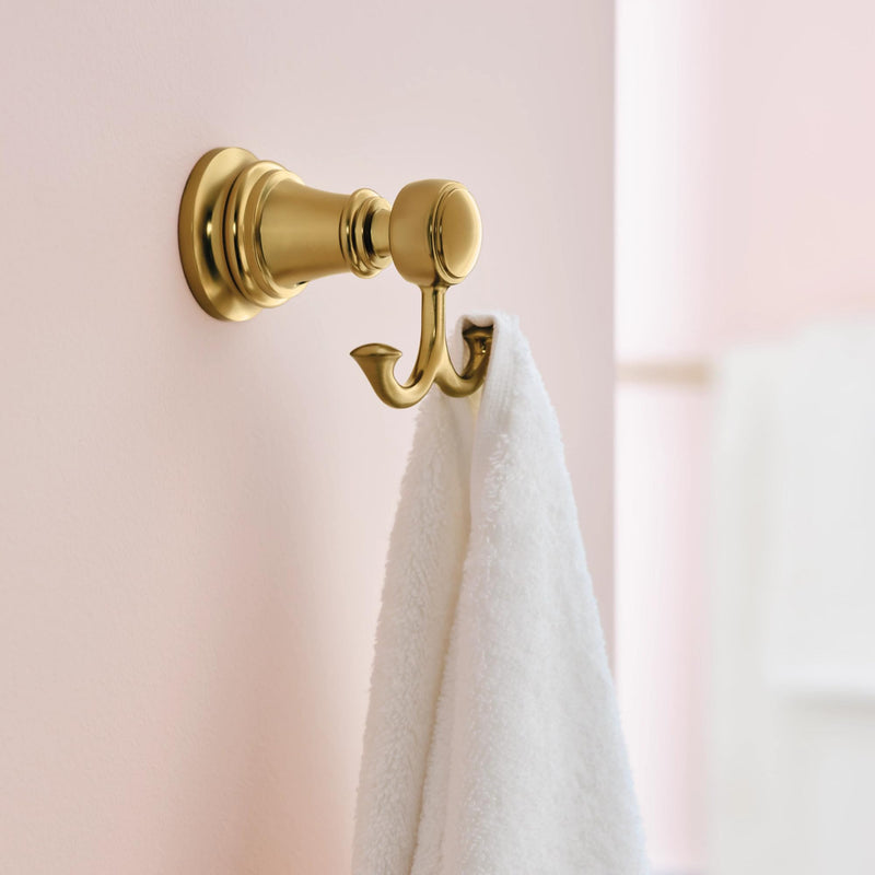 Moen YB8403BG Weymouth Double Robe Hook, Brushed Gold