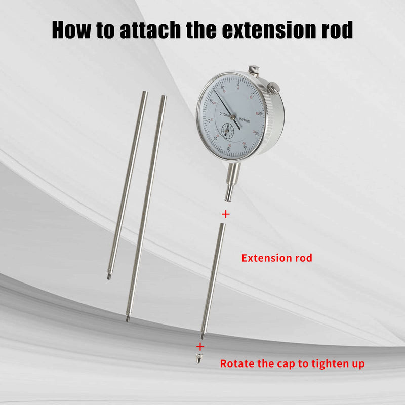Dial Indicator Extension Stem Rod,6 Pieces Dial Digital Indicator Extension Stem Rod Set 1, 2, 3, 4, 5, 6" Combine to 0-21" Thread 4.2mm Diameter for Dial Digital Indicator Height Gauge Depth Gauge