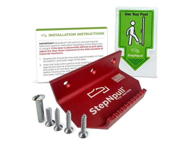 Hands Free Door Opener - No Touch Door Foot Pull & Commercial Touchless Door Opener Tools for Bathroom (Red-1 Piece)