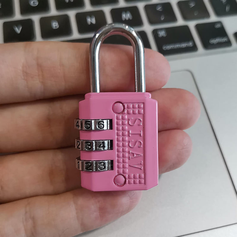 3 Digit Combination Lock,Gym Padlock,Outdoor Padlock,Suitable for School Lockers,Tool Boxes,Travel Backpack,Hasp(Pink 1pack) 1 Pink