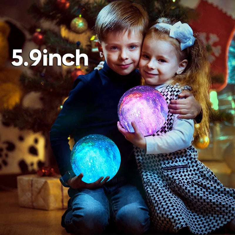 BRIGHTWORLD Moon Lamp Galaxy Lamp 5.9 inch 16 Colors LED 3D Moon Light, Remote & Touch Control Moon Night Light Gifts for Girls Boys Kids Women Birthday Wooden Base