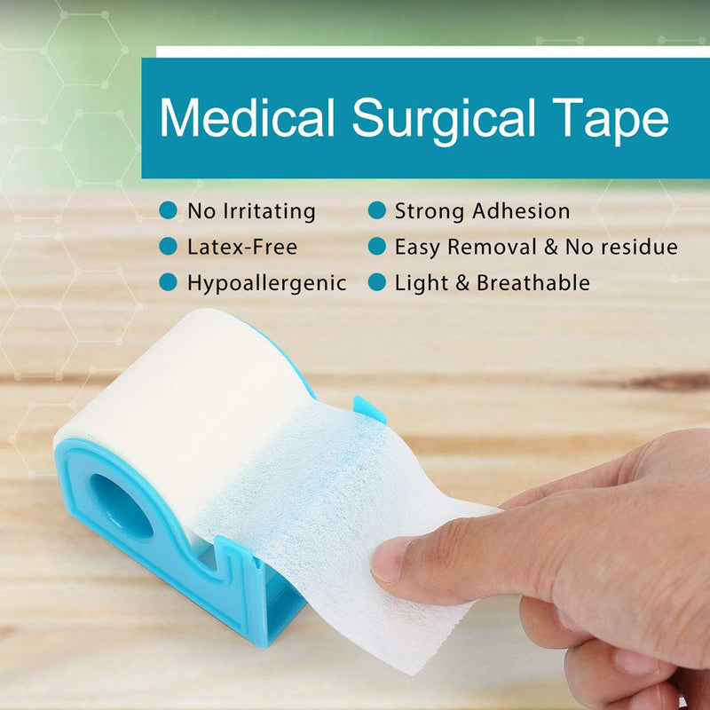 LotFancy Medical Tape, 6Rolls 2inch x 10Yards, Adhesive Hypoallergenic Surgical Paper Tapes, Wound First Aid Tape, 2 Dispensers Included 2 Inch x 10 Yard (6 Pack + 2 Dispensers)