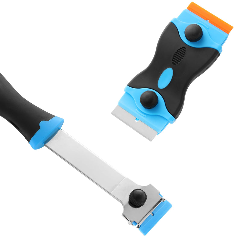 Bates- Razor Blade Scraper Set, 3 Pack, Razor Scraper Set with Extra 50 Plastic & 30 Metal Blades, Window Scraper Tool, Glass Scraper Blades, Razor Blade Retractable, Paint Scraper Tool