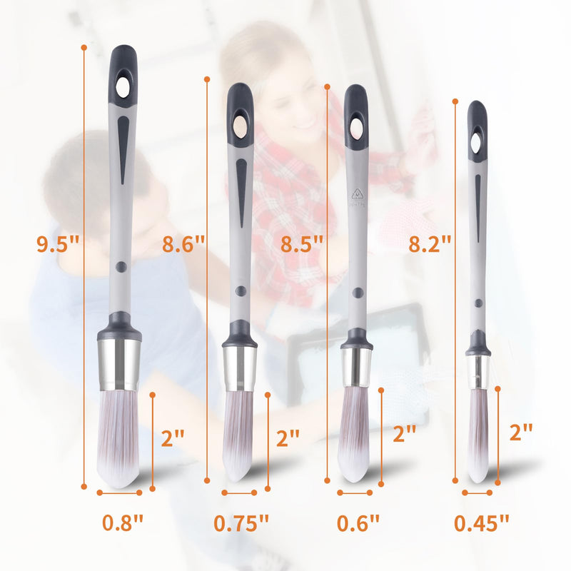 Trim Paint Brush Edge Painting Tool for Painting Detail Areas and Small Paint Repairs Small Paint Brushes, Art Application,Sash, Baseboards,House Wall Corners 4pack with 0.45" 0.6" 0.75" 0.8" Grey 502