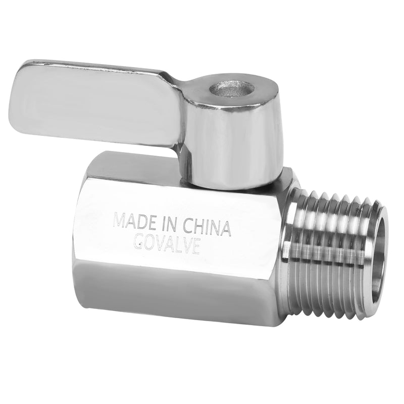 Shower Flow Control Valve - 1/2" NPT Thread Stainless Steel 304 Shut Off Mini Ball Valve, Female x Male Shower Head Water Valve