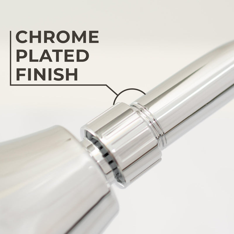 Shower Head Extension Arm with Flange,10.5 Inch High-Rise Curved S Shaped Design, Stainless Steel, Standard 1/2" Connection, Chrome Finish
