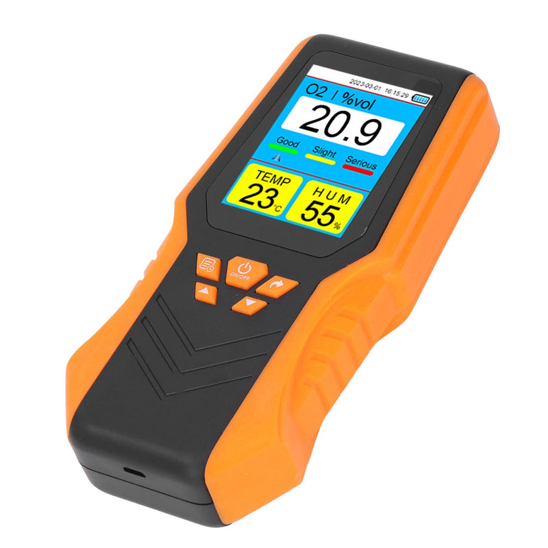 Portable Rechargeable Oxygen Gas Detector Analyzer 0-30% Vol Range Handheld O2 Meter for Home Office Classroom Safety Monitoring - Industrial Grade Oxygen Level Tester