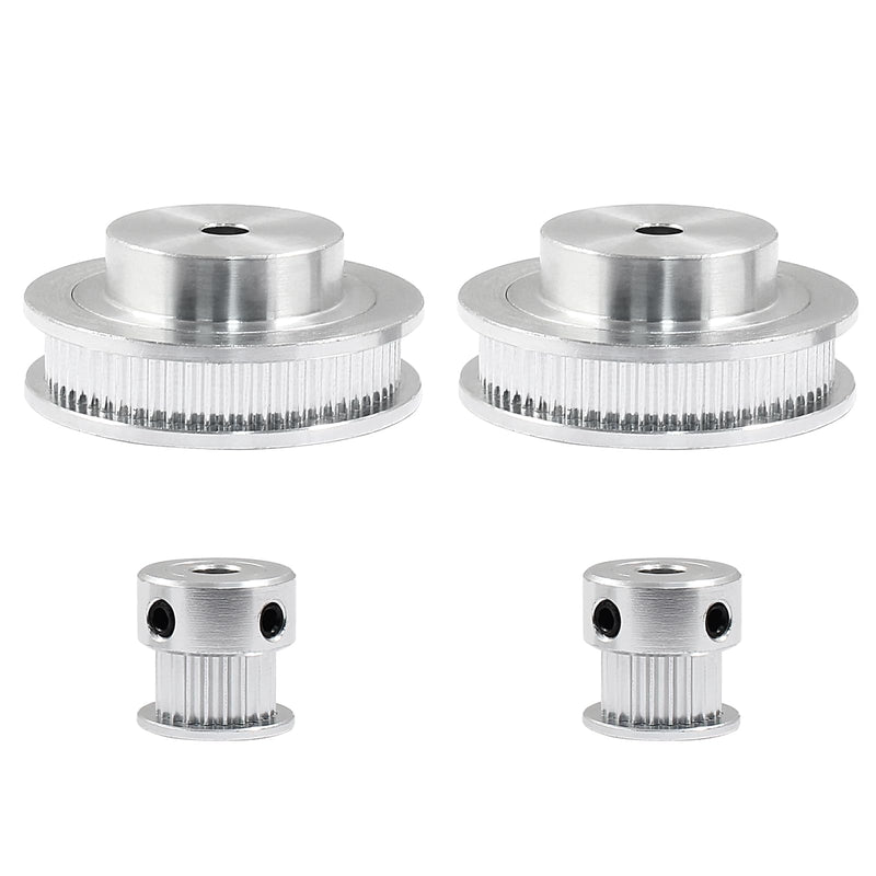 2Pcs Set GT2 Synchronous Wheel 20&60 Teeth 5mm Bore Aluminum Timing Pulley with 2Pcs Length 200mm Width 6mm Belt 20-60T-5B-6 1