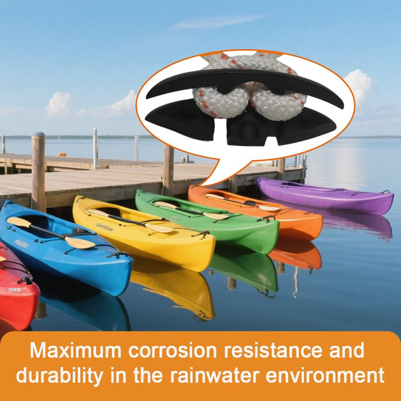 4 Pcs 5 Inch Folding Dock Cleat | Flip-Up Boat Cleats with Stainless Steel Screws 316 - Marine Grade Nylon, Black, 3 Holes for Kayak Mooring, Anchor Rope & Boat Docking