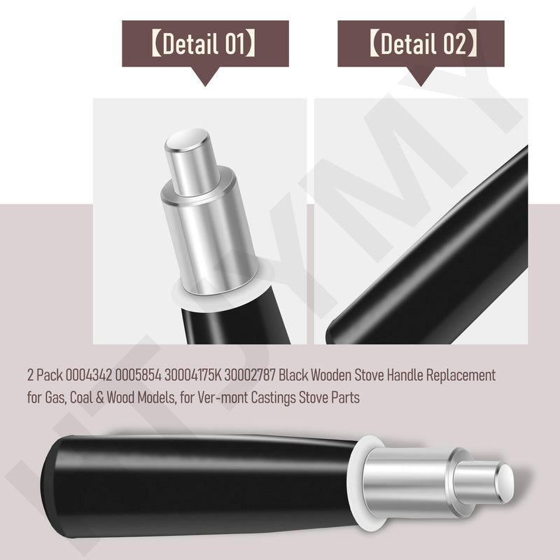 2 Pack 0004342 0005854 Black Wooden Stove Handle Replacement Part