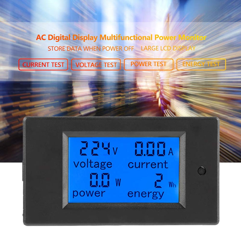 PZEM-061 Digital Power Meter, AC 80-260V 100A LCD Panel, Energy Consumption Monitor with Current, Voltage, Power Measurement, Backlight Display