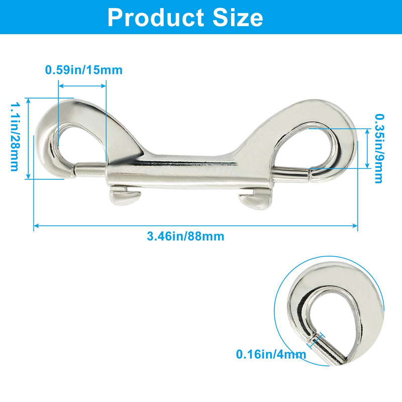 Waziaqoc 2 PCS Double Ended Bolt Snap Hook, 3.5 Inch Zinc Alloy Hook Metal Clips, Heavy Duty Trigger Chain Clips for Key Chain Dog Leash Horse Pet Sling Feed Buckets