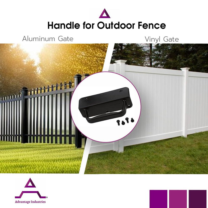 ADVANTAGE INDUSTRIES Nylon Gate Handle | Best Grip/Extra Knuckle Room | Left & Right Reversible | Sturdy Design w/Easy Alignment | Heavy Duty Outdoor Gate Pull | Aluminum & Vinyl/PVC 1Pack - Black 1 Pack Black 1-Pack