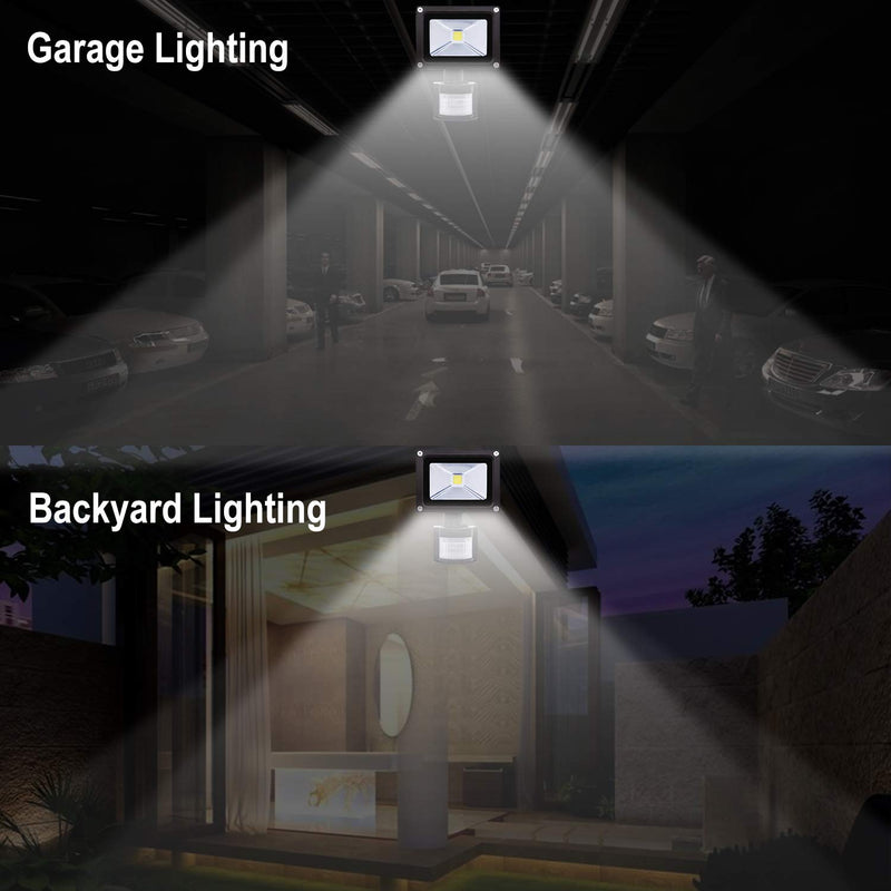 Z Motion Sensor Flood Lights Outdoor,10W Induction LED Lamp, IP65 Waterproof Spotlight,6500K LED Sensor Light,Security Light with US 3-Plug (Daylight White-Black) Daylight White-Black