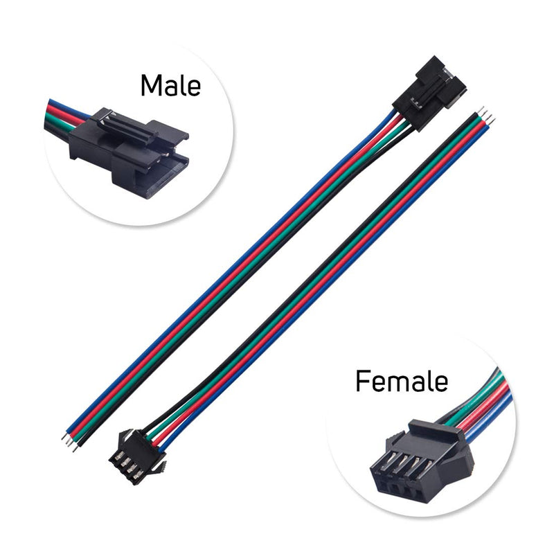 BTF-LIGHTING 10 Pairs 4pin SM JST 15cm Cable Female/Male connectors for Led Strip RGB 5050 3528 WS2801 APA02 WS2815 WS2813 4 PIN