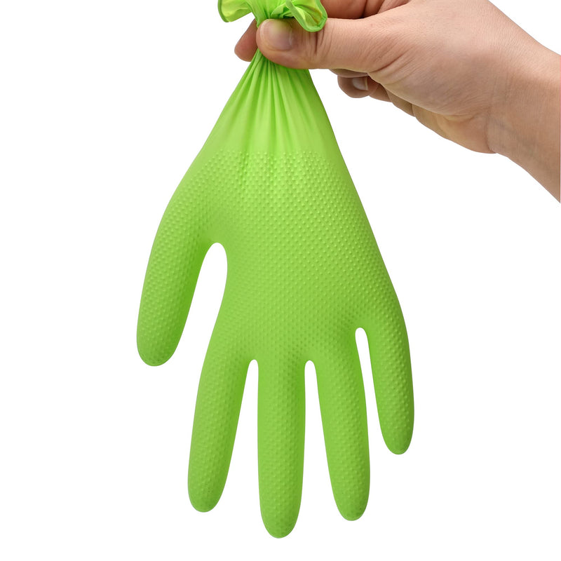 TitanFlex Thor Grip Heavy Duty Green Industrial Nitrile Gloves with Raised Diamond Texture, 8-mil, Latex Free, Powder Free 100 Large (Pack of 100)