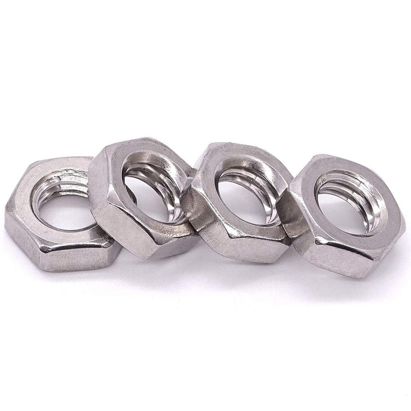 1/4-20 UNC Stainless Steel Thin Hex Nuts Hexagon Jam Nuts, 304 Stainless Steel 18-8, Full Thread, Coarse Thread, 50 PCS 1/4"-20
