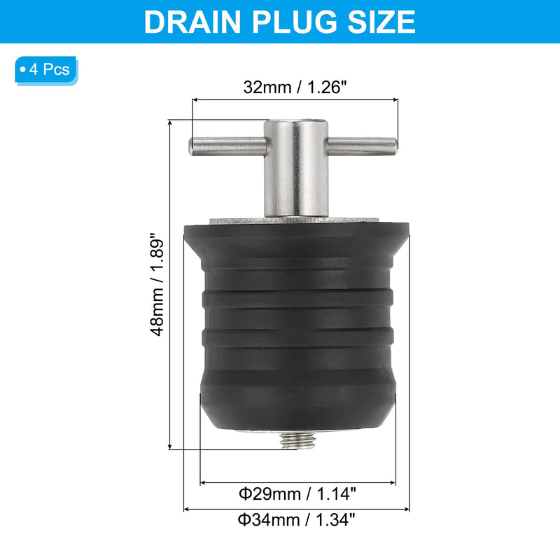 PATIKIL Boat Drain Plug, T Handle Brass Boat Plug Snap Drain Marine Twist Plug Rubber Plugs for Yachts Kayaks Marine Boat Drain Silver 1-1/4"