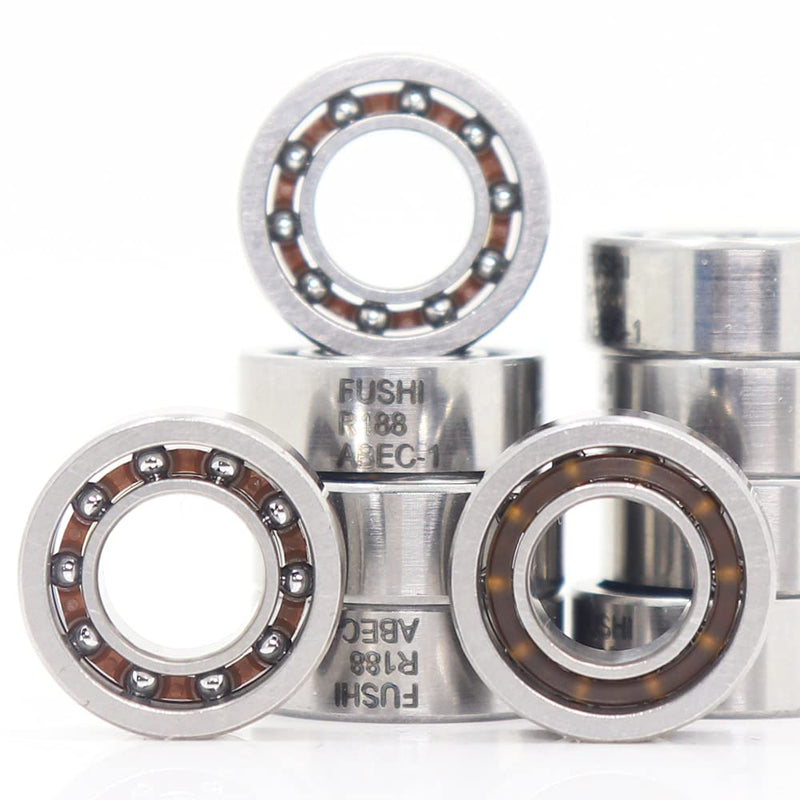 R188 Open Deep Groove Ball Bearing, 1/4"mmx1/2"mmx3/16"mm Fidget Spinner Bearing with Nylon Caged (10 PCS)
