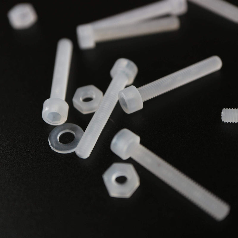 10x PVDF Socket Head Machine Screws M3 x 20 mm, Plastic Nuts, Bolts & Washers (1/8 x 25/32 in)