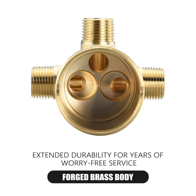 Shower Valve for Delta R10000-UNBXHF, 3 Port 1/2 Inch Connection 1-Pack, R10000 Valve Kit Compatible with Delta MultiChoice 13 14 17 17T Shower Trim, High Flow Brass Construction Without Stops