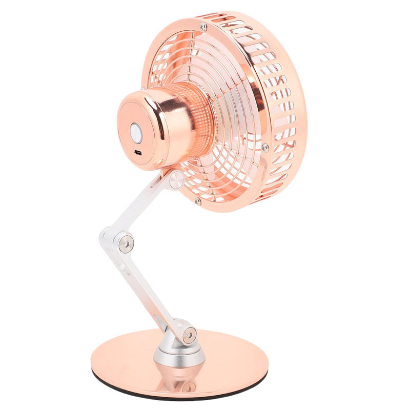 Small Quiet USB Desk Fan 3 Speed Retro Metal Fan for Home Office Nightstand Bedroom Iron 1pc (Rose Gold) Rose Gold