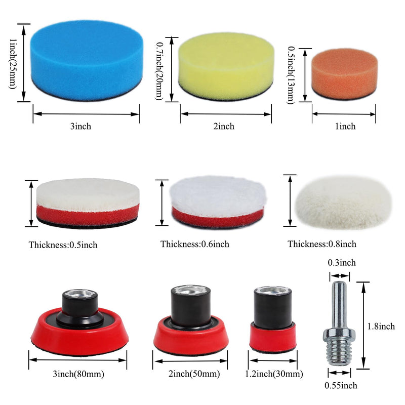 Car Foam Polishing Buffing Kit, Polishing Buffing Pads, Wool Pads, Polishing & Buffing Wheels,for Headlights & Body Foam Wax & Buffer Kits (44) 44