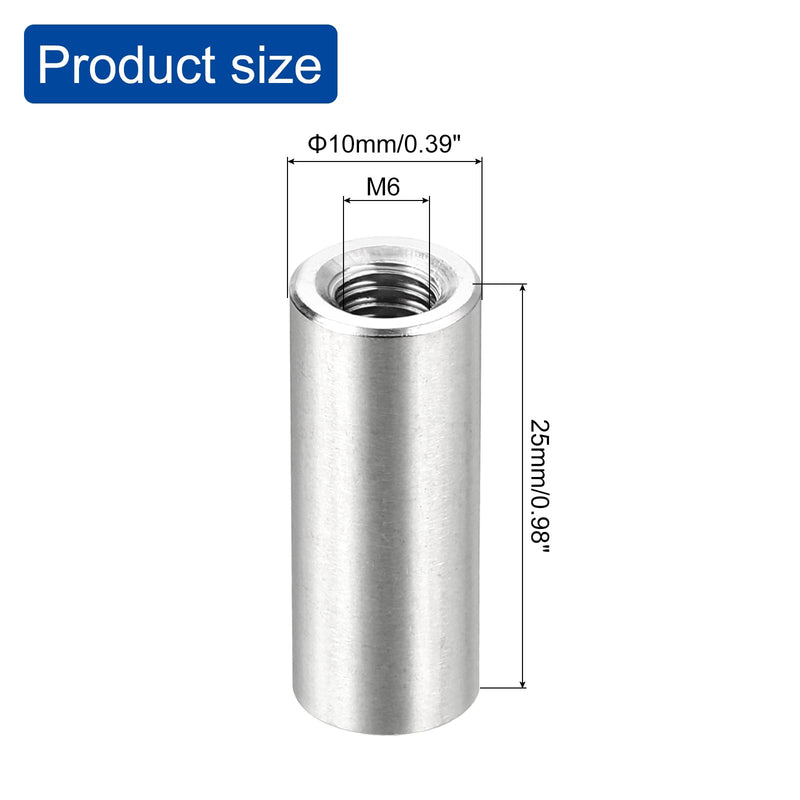 uxcell Round Weld Nuts, M6 x 10mm x 25mm Weld On Bung Female Nut Threaded - 201 Stainless Steel Insert Weldable 20pcs