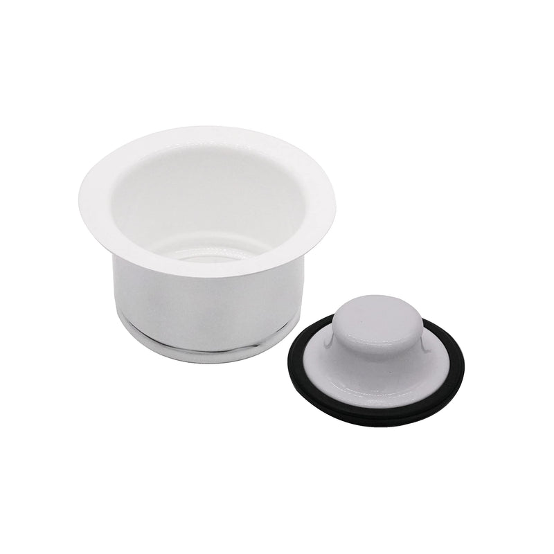 Westbrass CO2196-50 Combo Pack 3-1/2" Post Style Large Kitchen Sink Basket Strainer and Extra-Deep Collar Kitchen Sink Waste Disposal Flange with Stopper, Powder Coat White