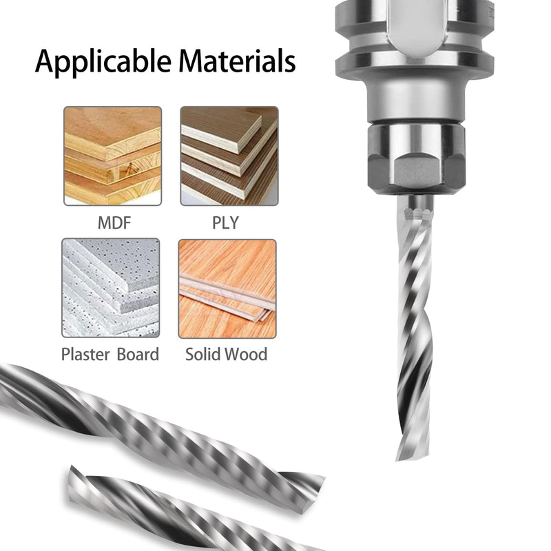1/8 Shank CNC Router Bits 1 Flute End Mill Single Flute Spiral Router Bit Up Cut Milling Cutter with 1/16 Inch Cutting Diameter for Acrylic Plastic MDF (10) 10