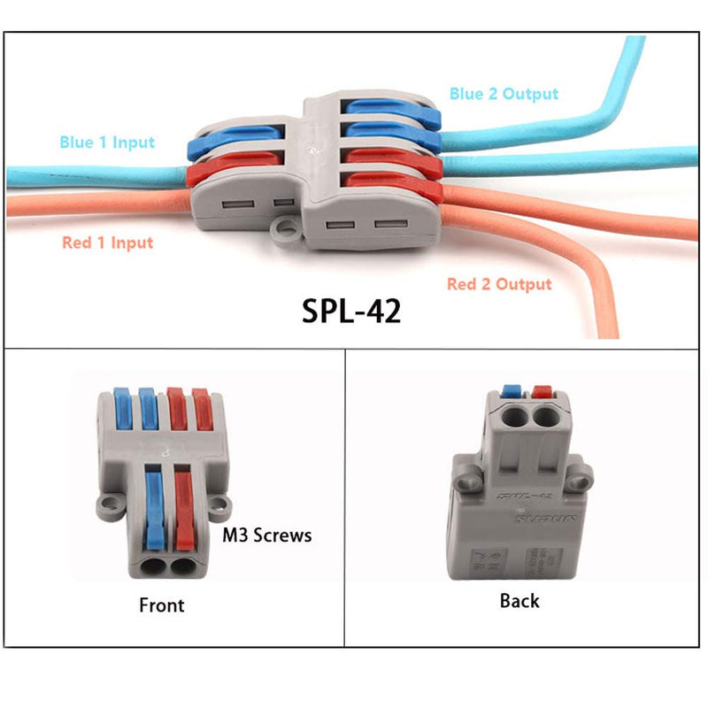 10PCS Mini Fast Wire Connector Universal Wiring Cable Connector Push-in Conductor Terminal Block ，Quick Splice Terminal Blocks Wire Connecting (2 in 4 Out)