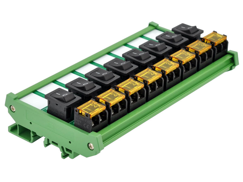 DIN Rail Mount Rocker Switch Module, 10Amp 250VAC/50VDC (8 Channel) 8 Channel