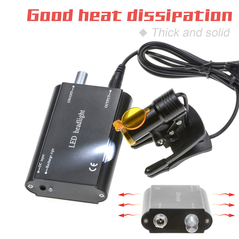 5W Waist Hanging Rechargeable Dental LED Headlight Plastic Clip with Filter for Surgical Magnifier Loupes Black