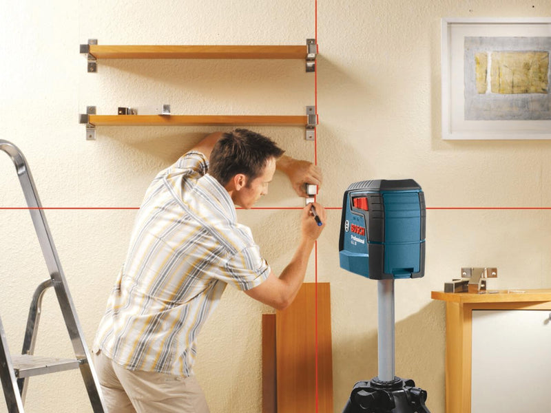 BOSCH GLL 30 30 FT Self-Leveling Cross-Line Laser, Includes 2 AA Batteries & Flexible Mounting Device 30ft