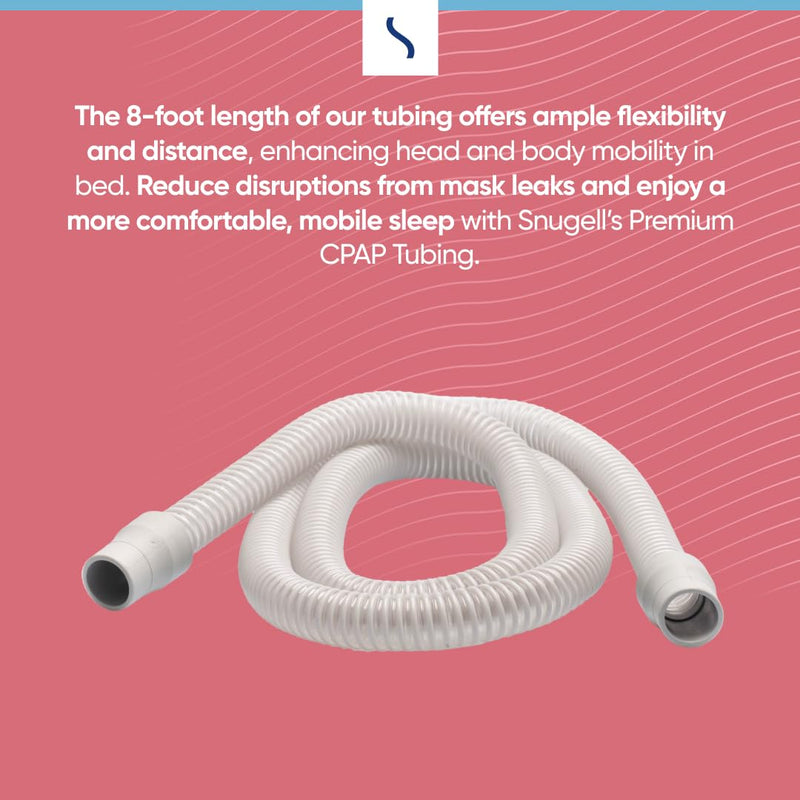 Universal CPAP Tube by Snugell (8 ft 2-Pack) - Medical Grade Flexible Polymer CPAP Hose - Compatible with All Major CPAP Machines and Most CPAP BiPap, and BiLevel Device Brands 1