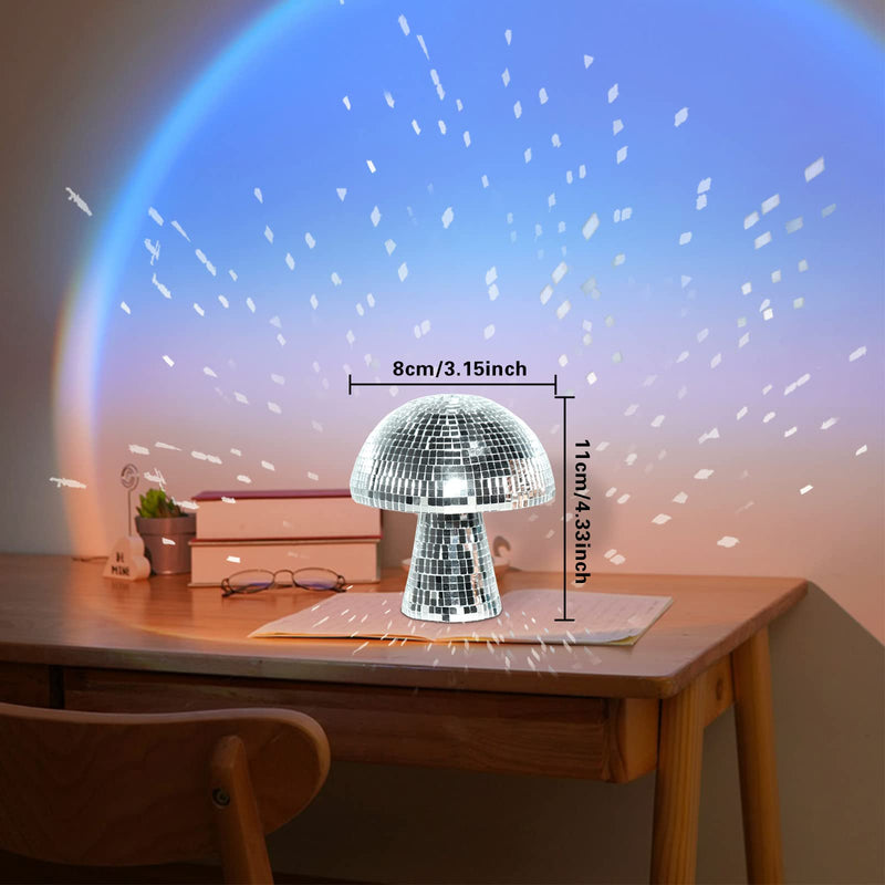 FunisFun Mushroom Disco Ball, Silver Mirror Glitter Disco Ball, Reflective Disco Ball Lights for Party, Room, Table Decor, Art Decorations (3.2 X 4 in) 4IN