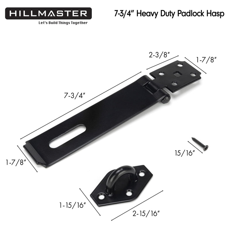 Heavy Duty Door Hasp Latch 7-3/4" Extra Thick Steel Safety Gate Door Lock Padlock Clasp Hasp Lock Latch for Fence Gate Barn Door Shed Closet Cabinet, Black Finish Straight