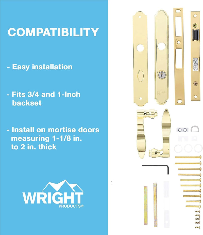Wright Products - Serenade Mortise Keyed Lever Latch Set, Polished Brass