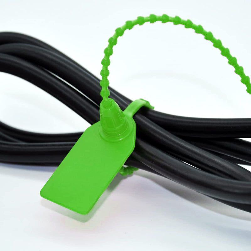 100 Pcs Fire Extinguisher Tags,Security Retail Anti-Theft Self-Locking Shoe Tag,Anti-Tamper Disposable Plastic Seals 250mm Length (Green) Green