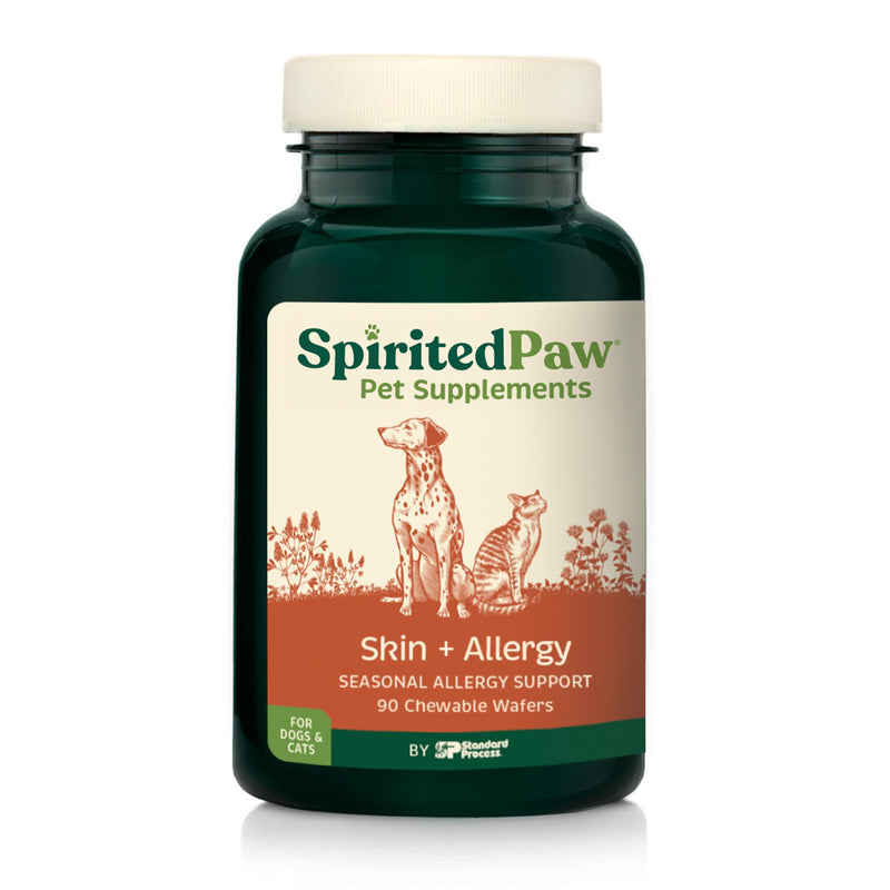 Spirited Paw Skin + Allergy - Seasonal Allergy Support - Aids Skin Health & Shinier Coats - Non-GMO Colostrum & Licorice Root Chews - Pet Supplement for Dogs & Cats - 90 Chewable Wafers