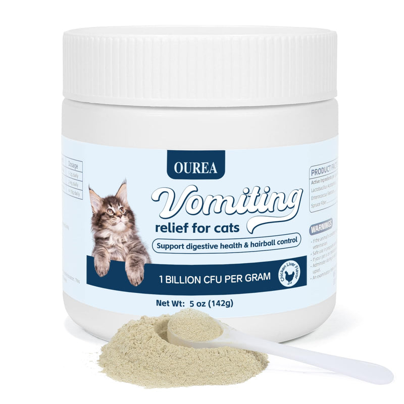 Cat Vomit Remedy, Vomiting Relief for Cats, Cat Vomiting Relief Supplement with Probiotic, Probiotic for Cats Relieves Dry Retching, Helps Expel Hairballs, and Supports Intestinal Health (5 oz)