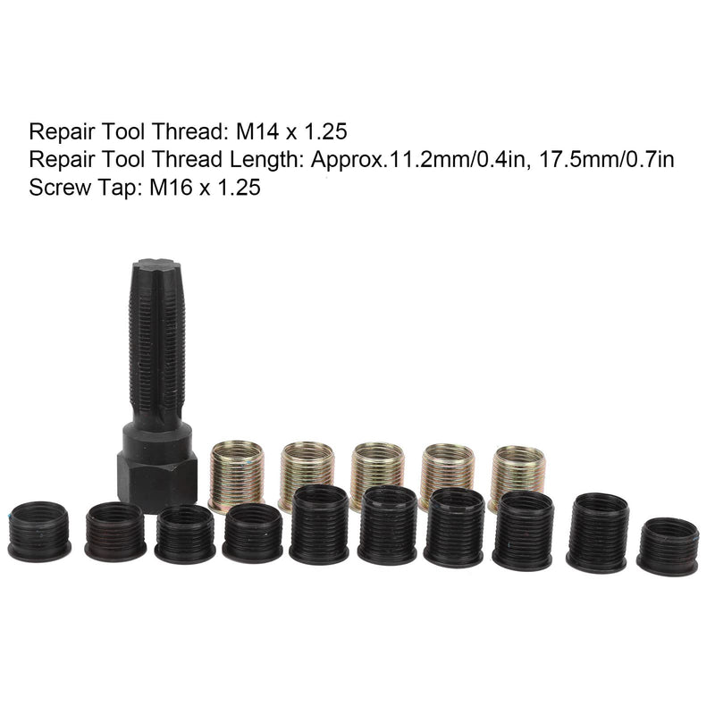 M14X1.25 Spark Plug Tap Plug Repair Tool, Thread Repair Set, M14X1.25 High Durability Spark Plug Thread Repair Tool Screw Tap Portable Carbon Steel Rethread Kit