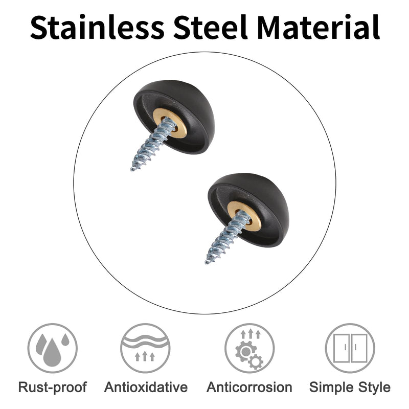 INCREWAY Hemispherical Black Mirror Screws, 20 Sets 18mm Zinc Alloy Thicker Mirror Screws Cap with Decorative Cover Nails